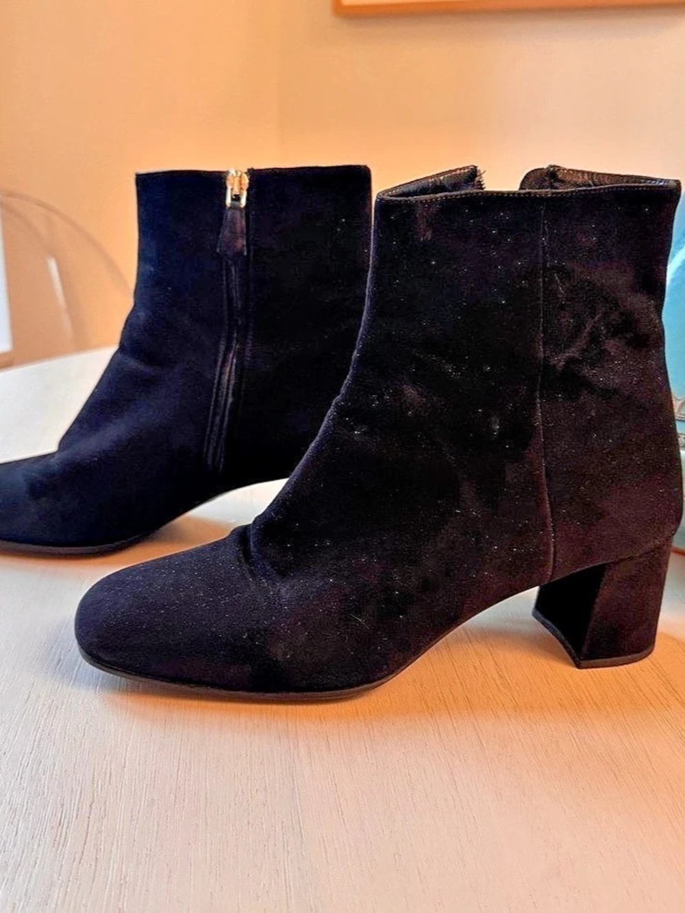 Prada Suede Black Ankle Boots Heeled US 9 EU 39 Very Good condit
